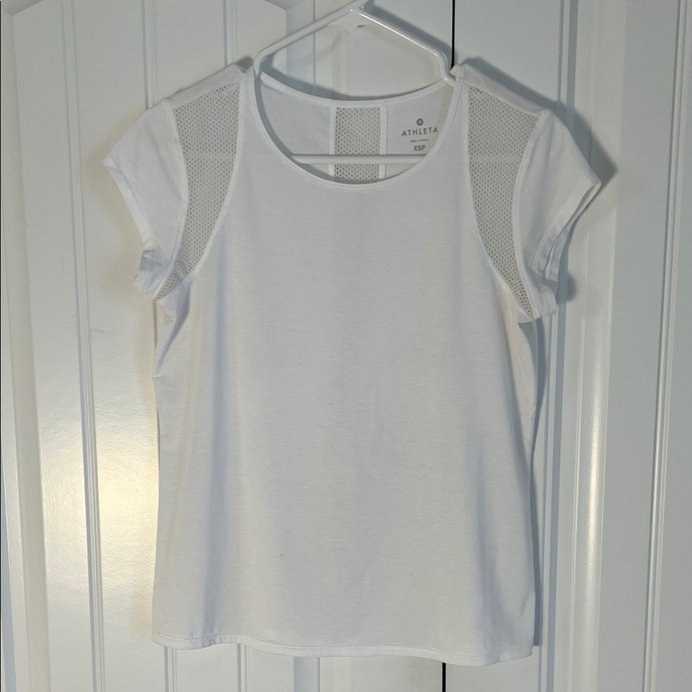 Athleta White Short Sleeve Tee Shirt Top Size Petite XS